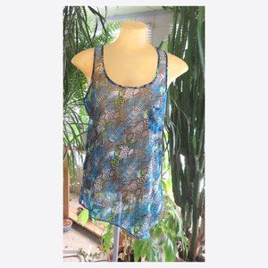 Snakeskin print sheer tank top